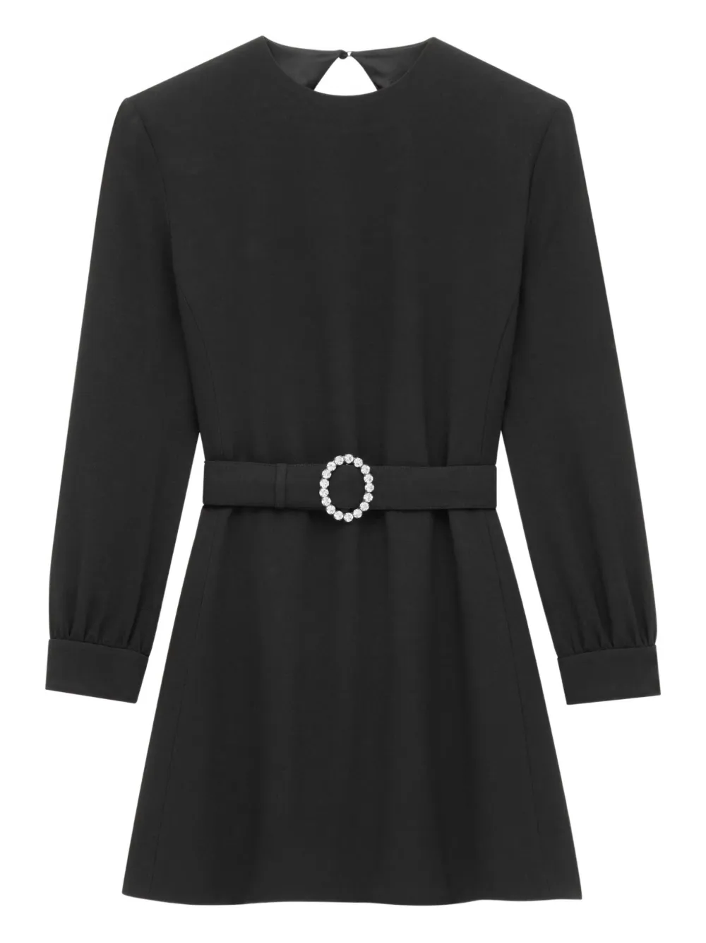 Saint Laurent Back Neckline Belted Dress In Black