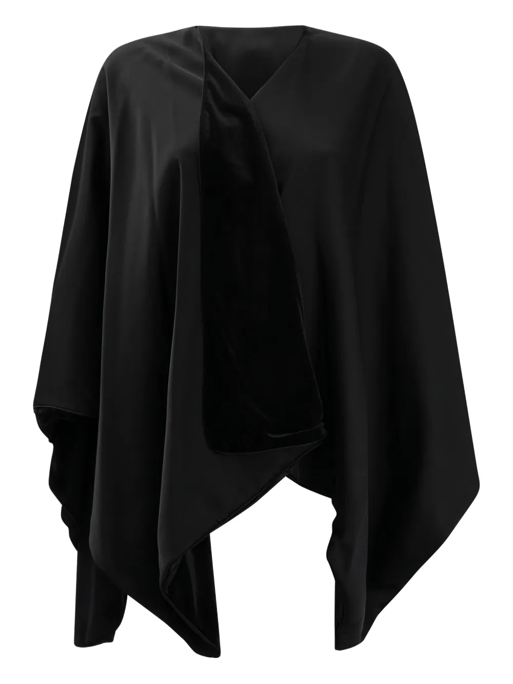 Fit Velvet Asymmetric Cape In Black