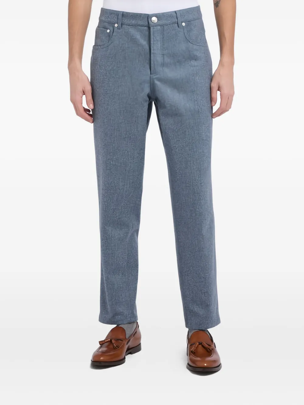 Brunello Cucinelli Button-fastening Trousers In Blue