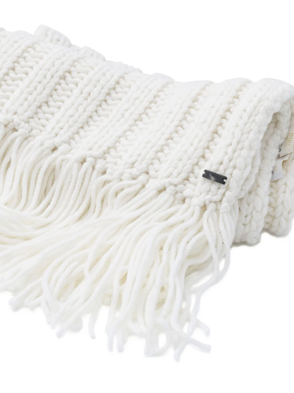 Fedeli Fringed Ribbed-knit Scarf In Neutral