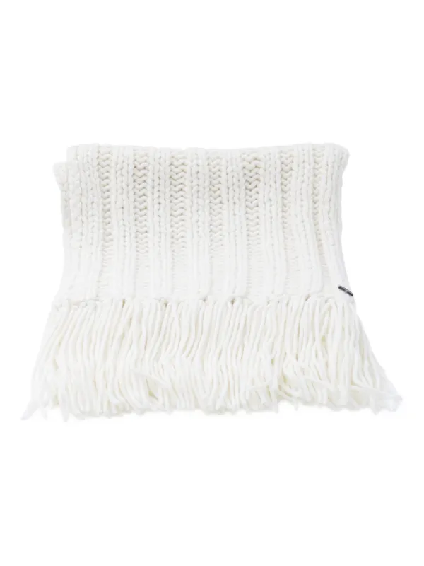 Fedeli Fringed Ribbed-knit Scarf in Neutrals