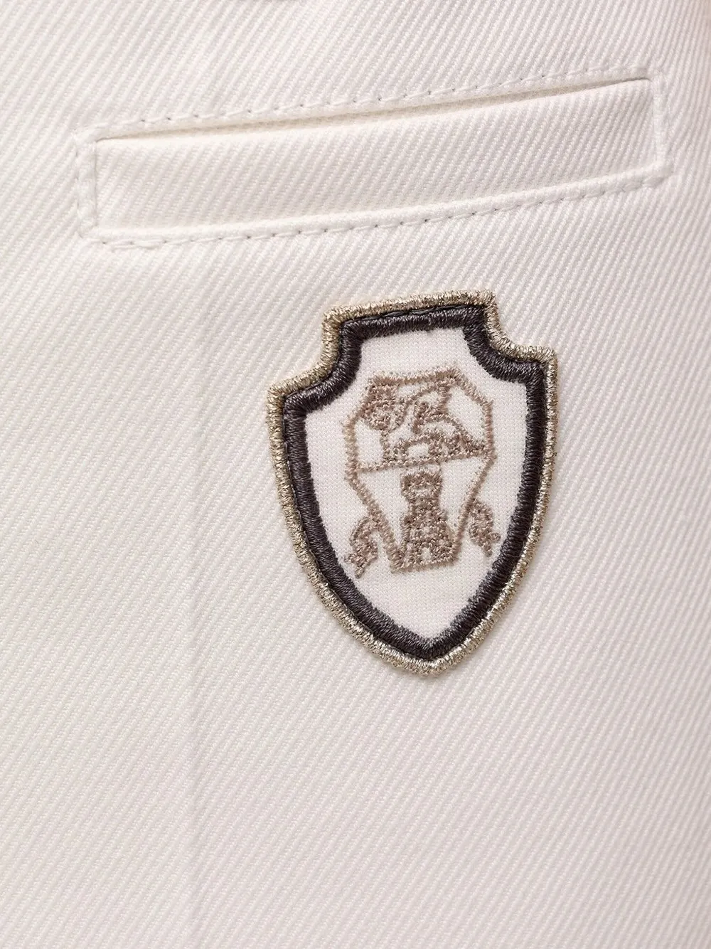 Brunello Cucinelli Broek met logodetail - Wit