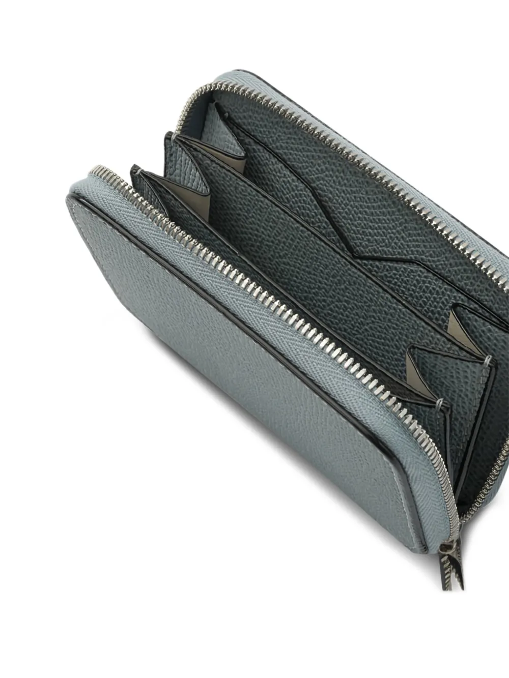 Valextra Zip-fastening Leather Wallet In Gray