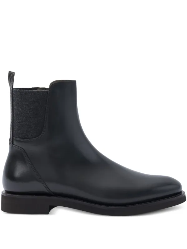 Brunello Cucinelli Leather Chelsea Boots in Black