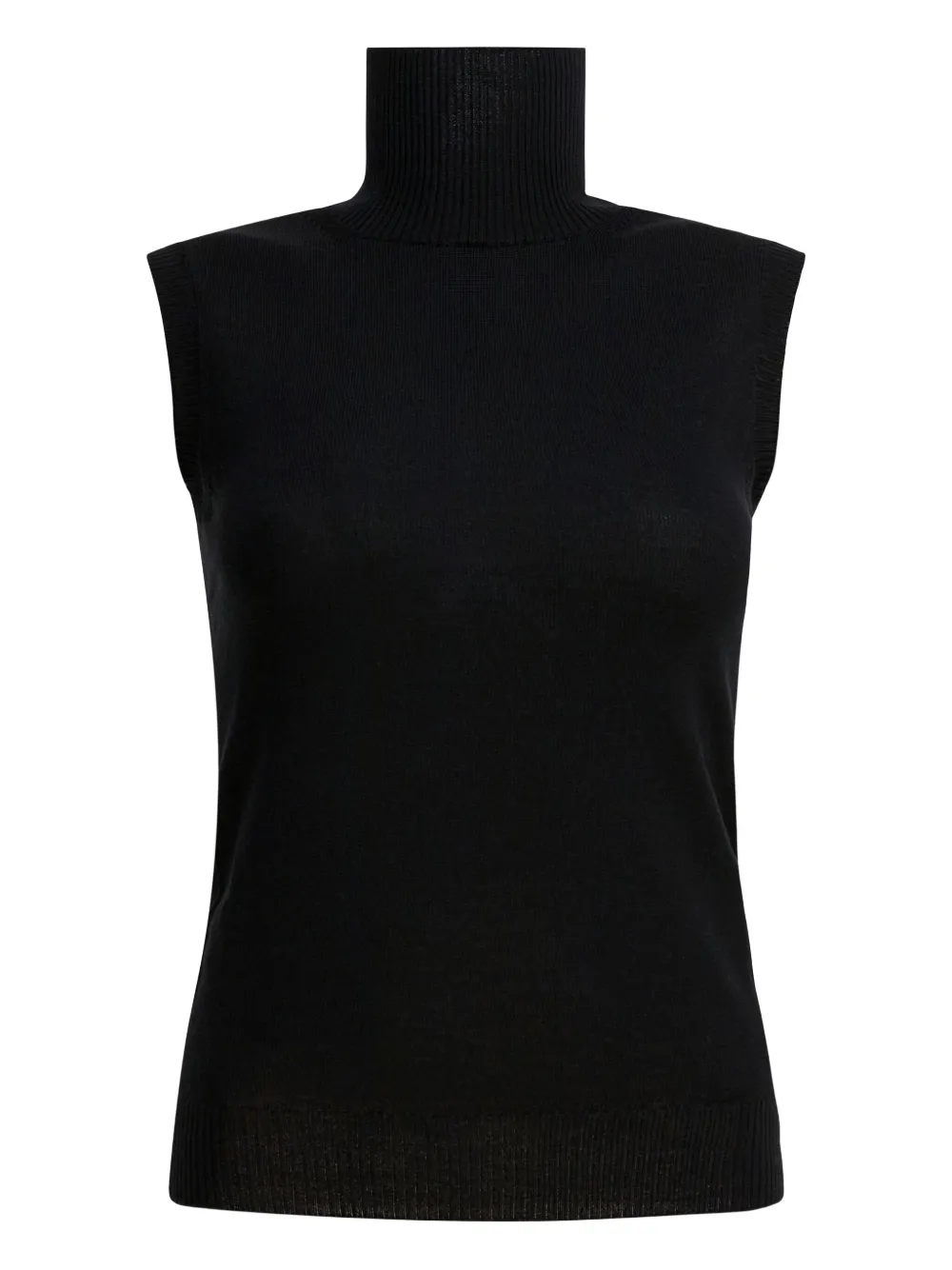 Max Mara Roll-neck Sleeveless Tank Top In Black