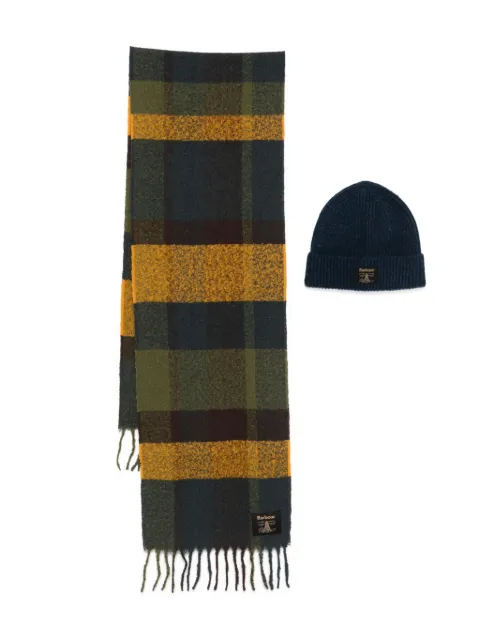Barbour bufanda con motivo de cuadros y flecos