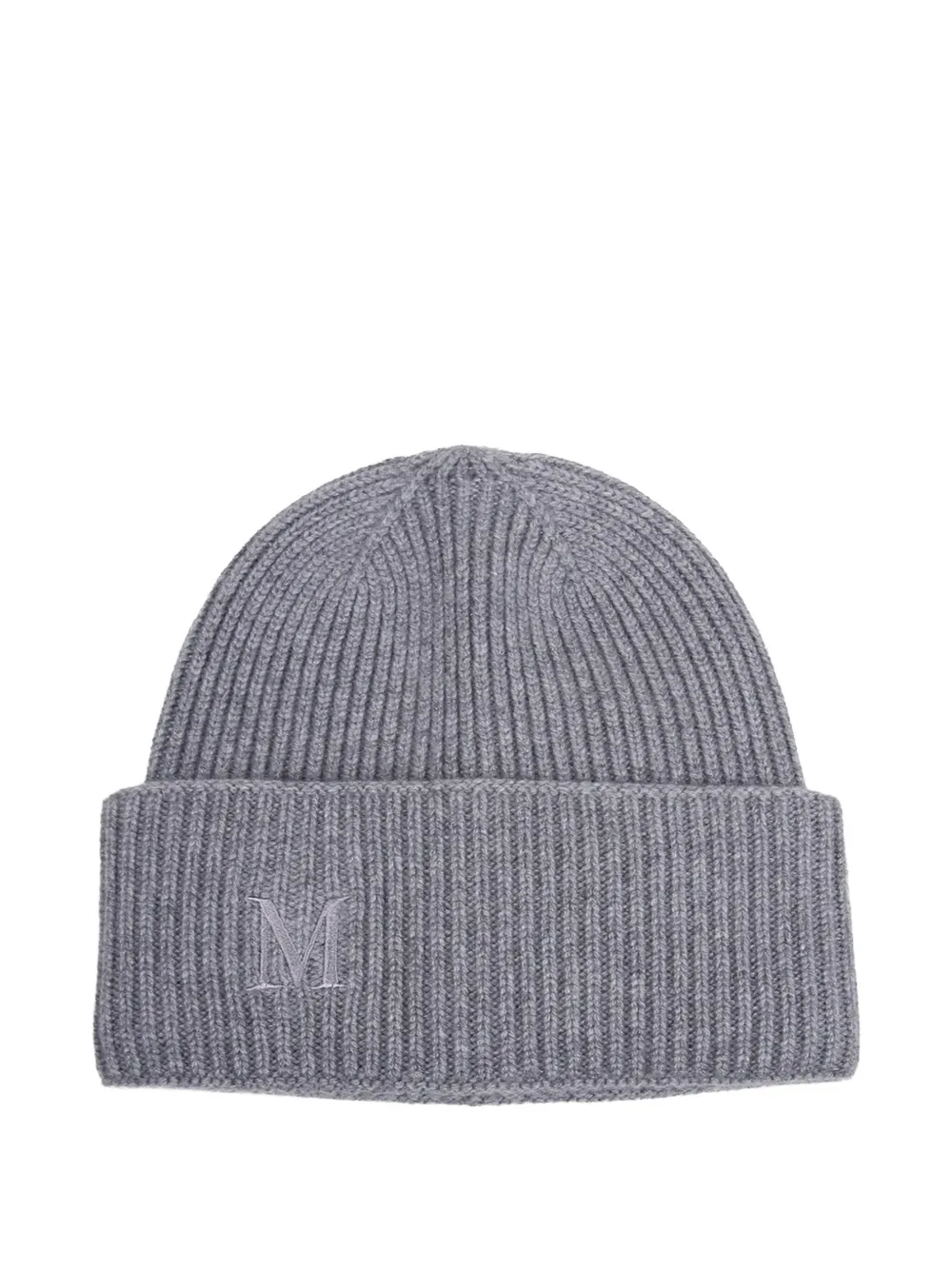 Max Mara ribbed logo-embroidered beanie | Grey | Image 1