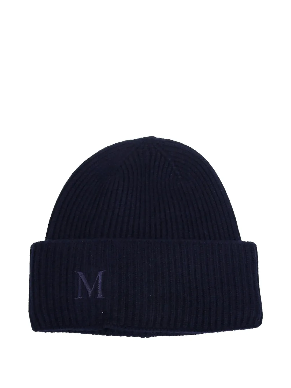 Max Mara Ribbed Logo-embroidered Beanie In Blue