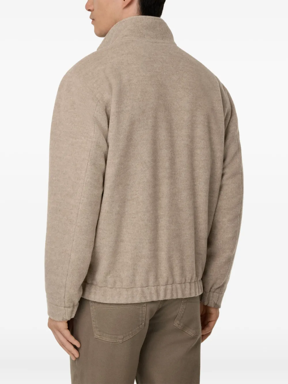 Boggi Milano Wollen bomberjack met opgestikte zak Beige