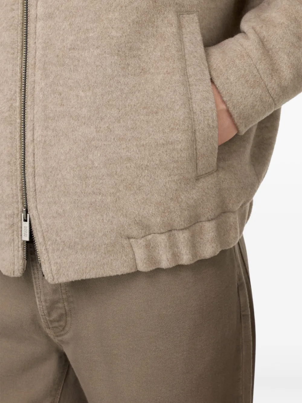 Boggi Milano Wollen bomberjack met opgestikte zak Beige