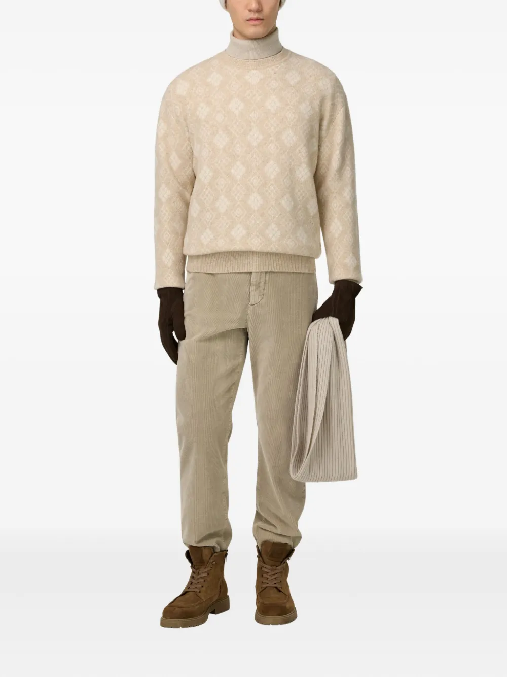 Boggi Milano Ribfluwelen broek - Beige