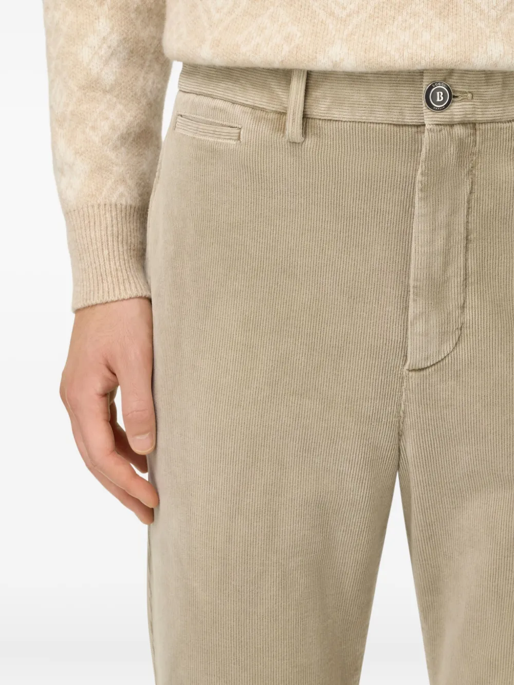 Boggi Milano Ribfluwelen broek Beige
