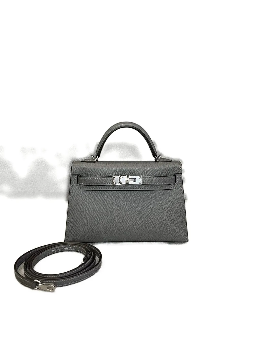 Pre-owned Hermes 2025 Mini Kelly Sellier 20 Tote Bag In Gray