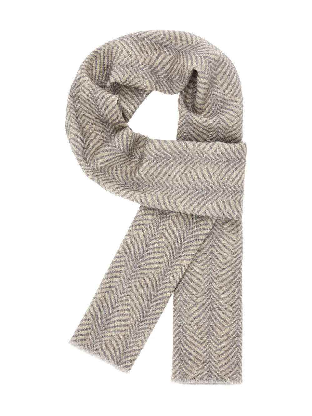 Boggi Milano herringbone-print wool scarf | Grey | Image 1