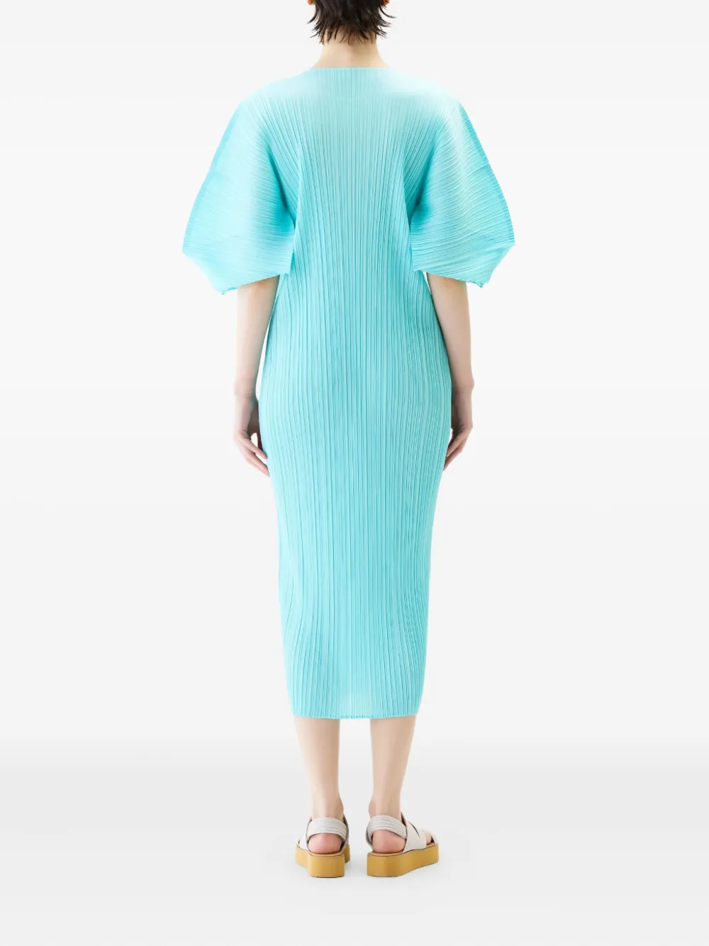 Pleats Please Issey Miyake Jurk met pofmouwen Blauw