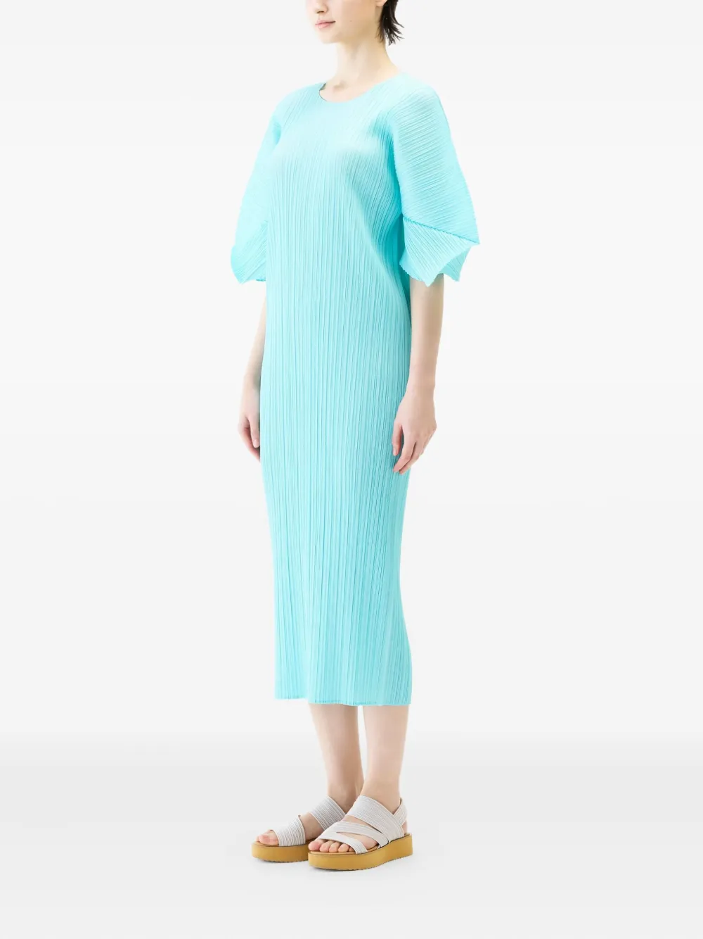 Pleats Please Issey Miyake Jurk met pofmouwen Blauw