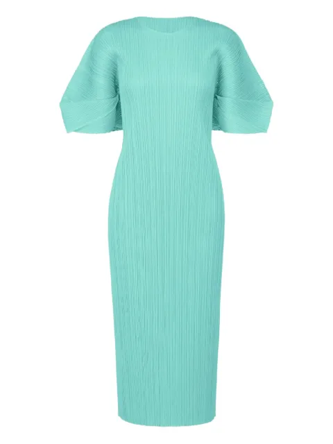 Pleats Please Issey Miyake pleated puff-sleeve dress