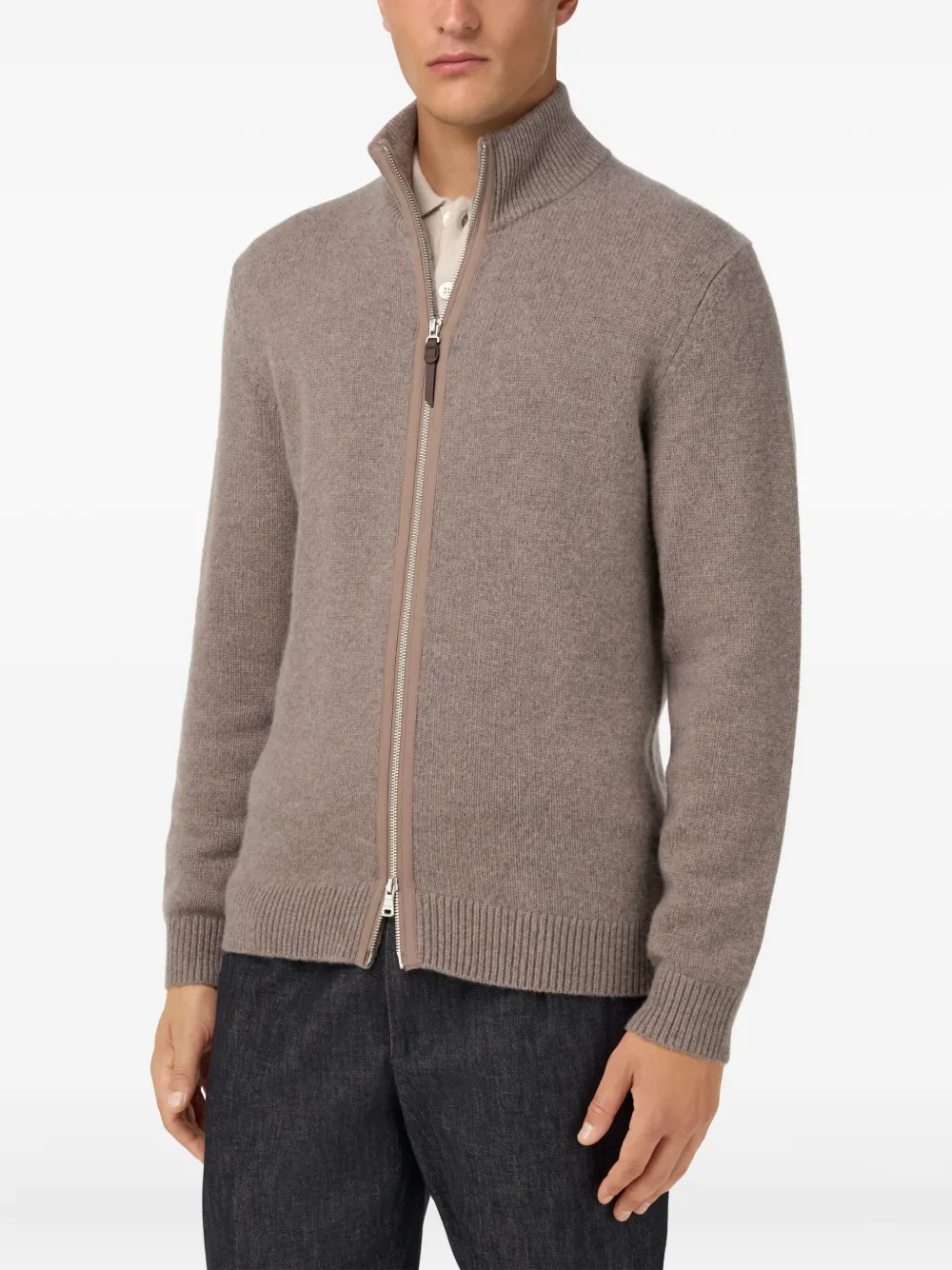 Boggi Milano Vest met rits Bruin