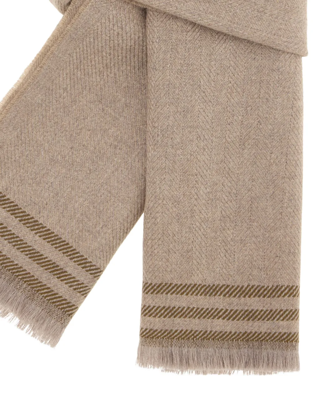 Boggi Milano Gestreepte sjaal met visgraat patroon Beige