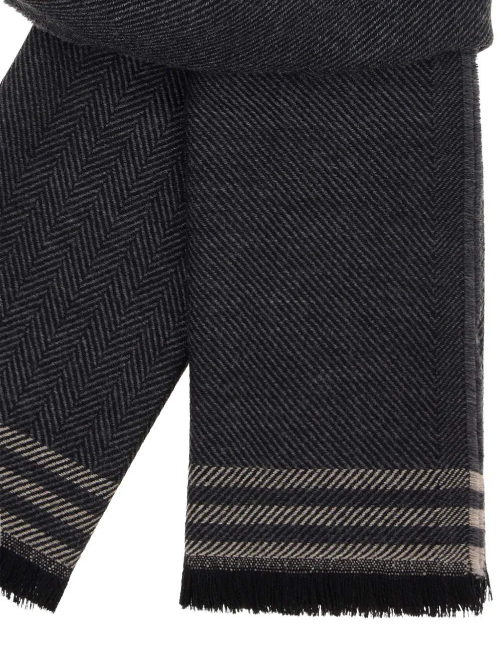 Boggi Milano Sjaal met visgraatpatroon Zwart