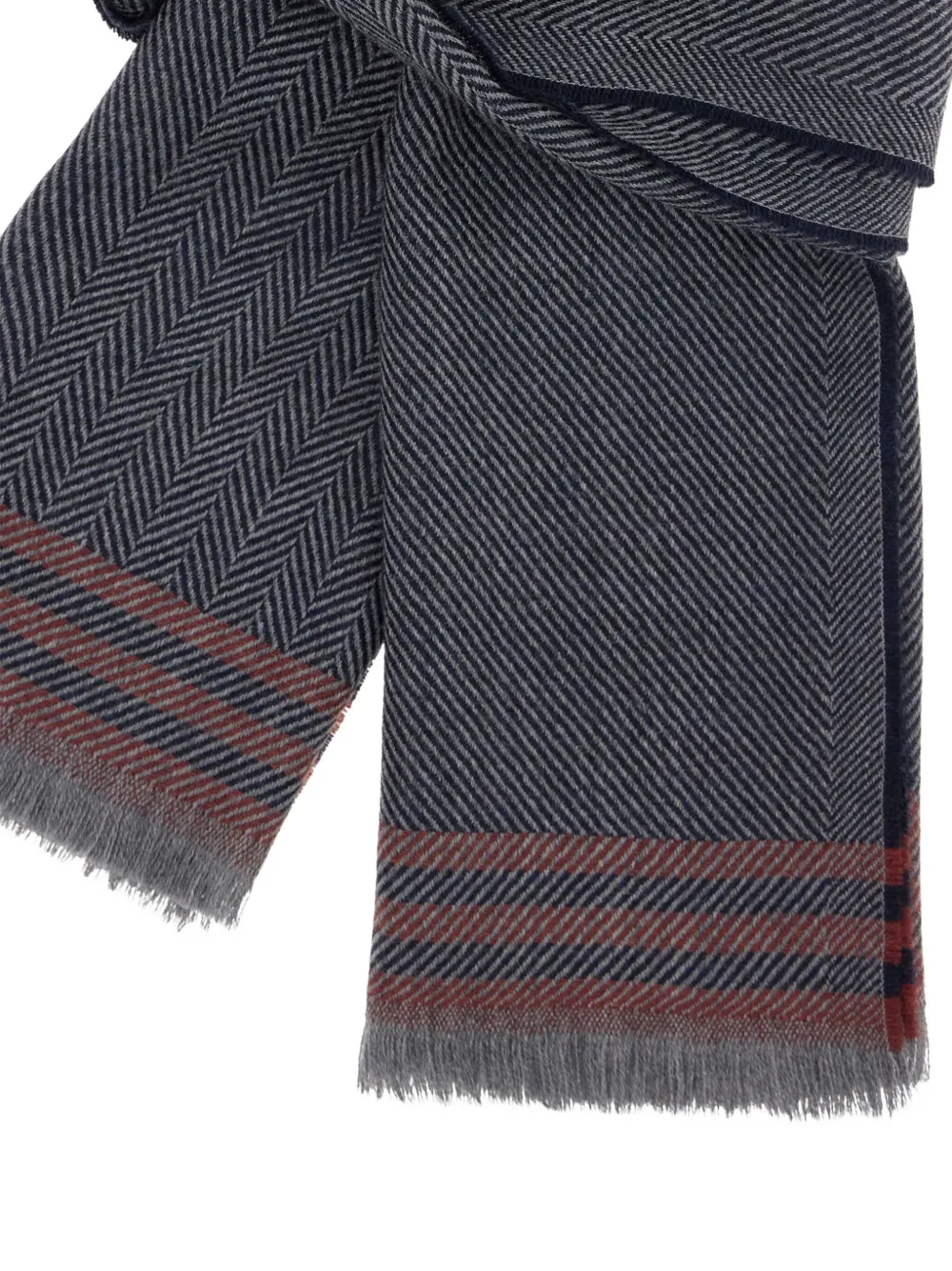 Boggi Milano Gestreepte sjaal met visgraat patroon Blauw