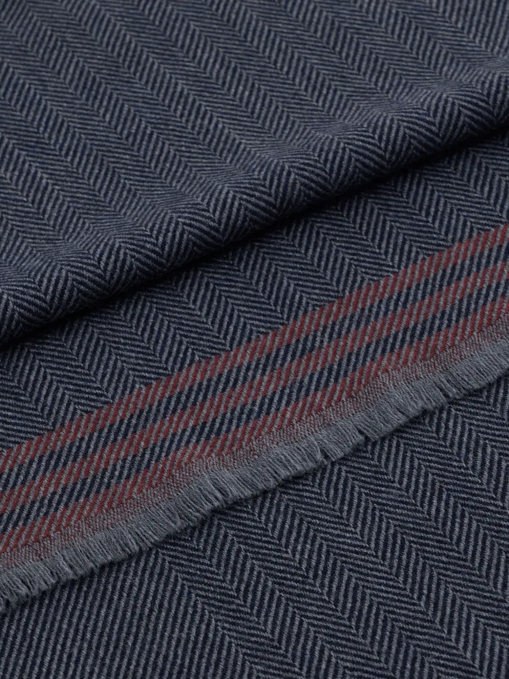 Boggi Milano Gestreepte sjaal met visgraat patroon - Blauw