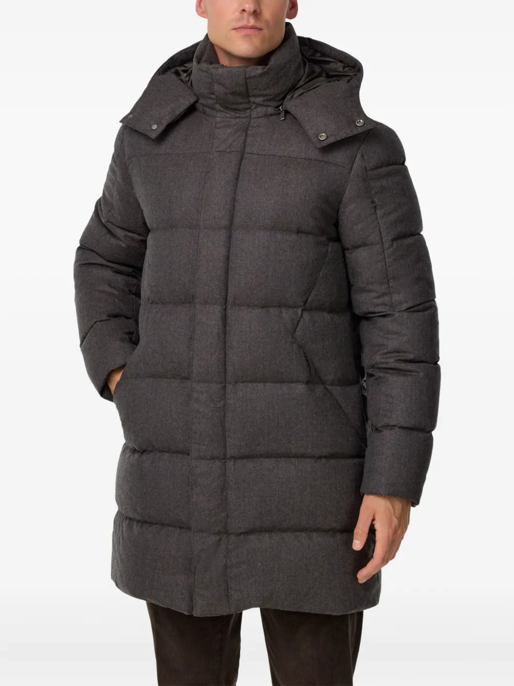 Boggi Milano Flanellen gewatteerde parka Bruin