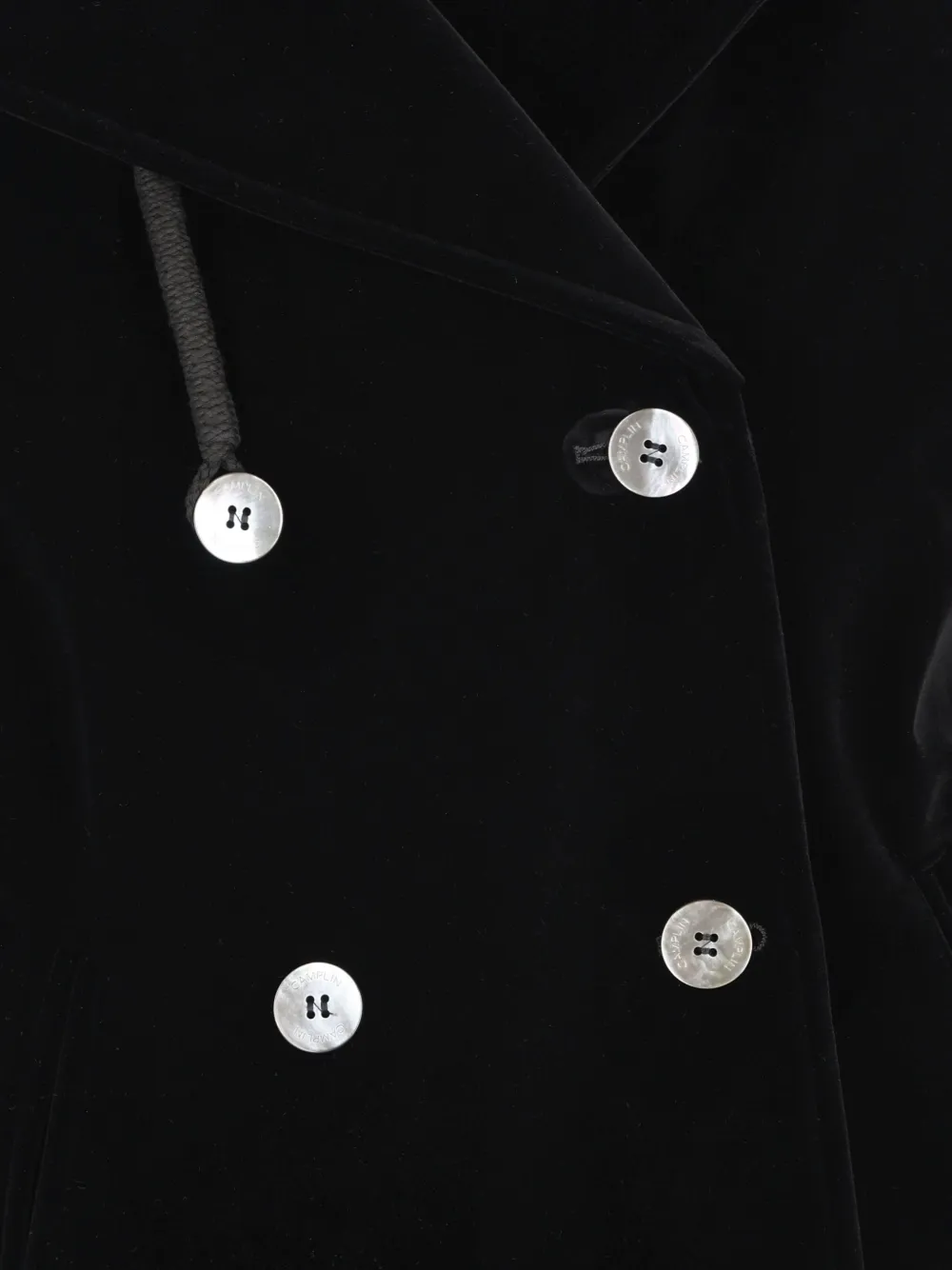  Camplin Double-breasted Velvet Coat - Black 