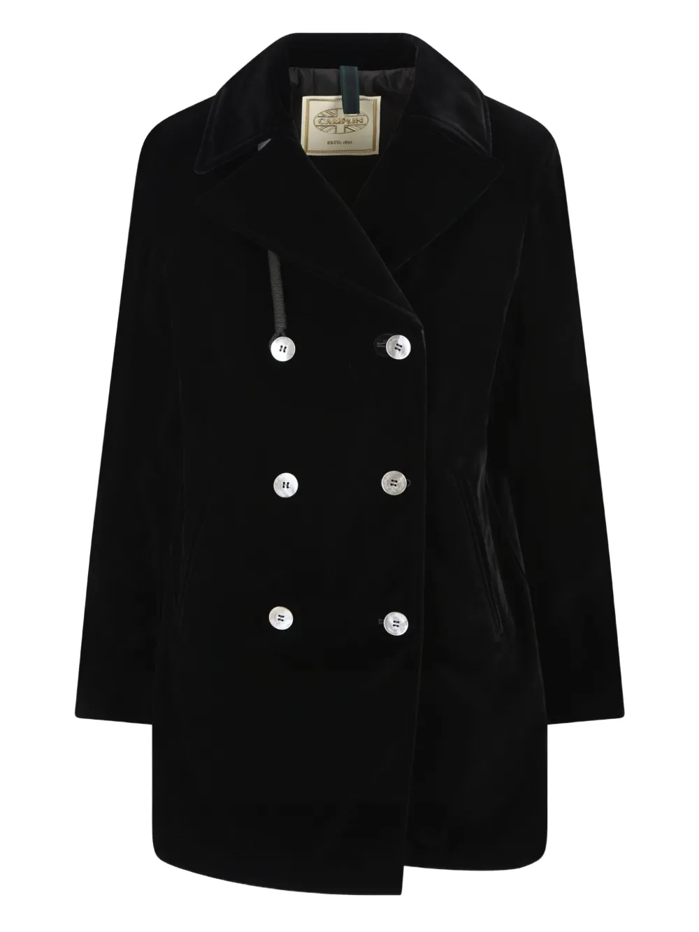 Camplin double-breasted velvet coat | Black | Image 1