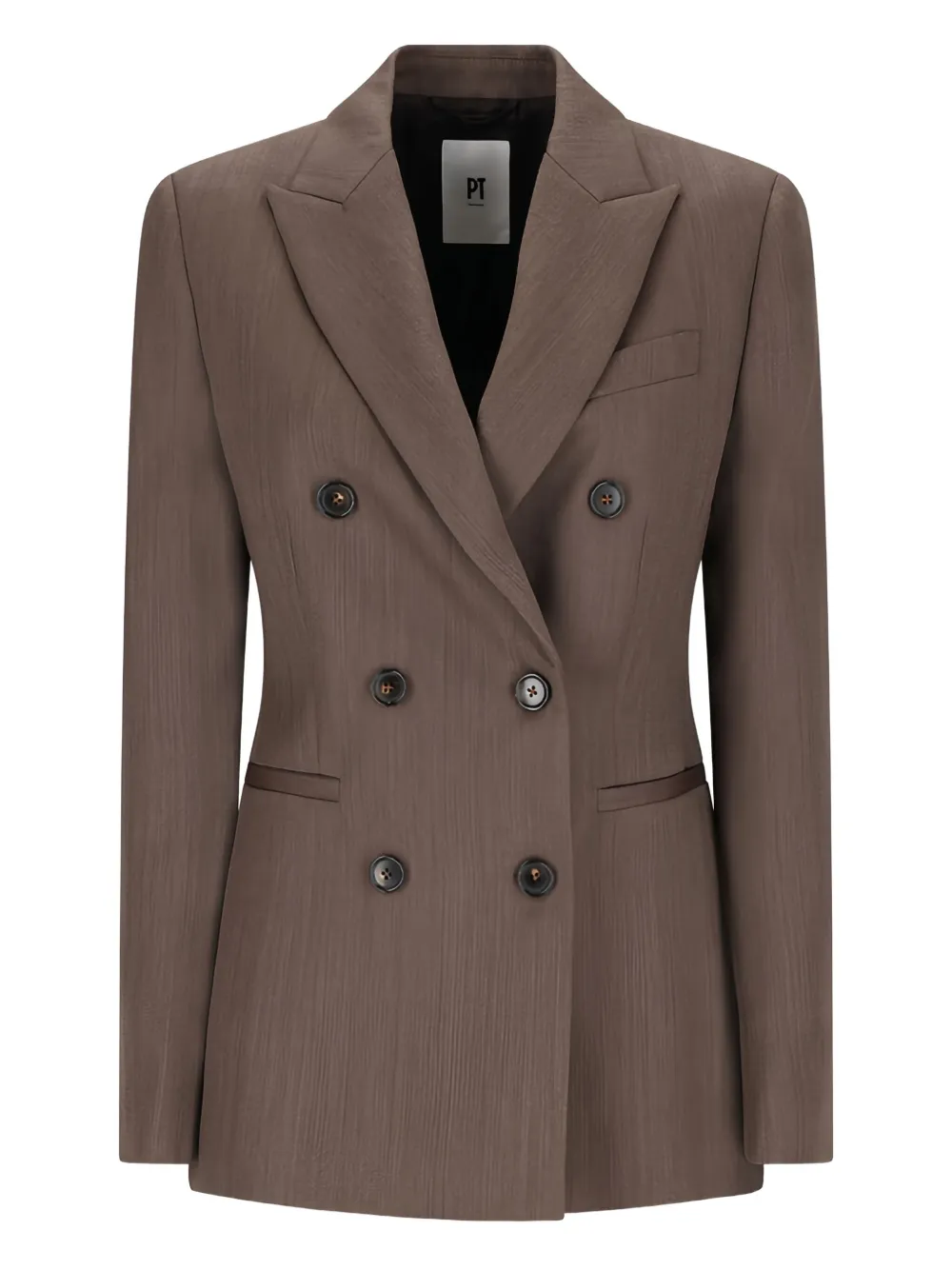 Pt Torino Double-breasted Wool Blazer In Brown