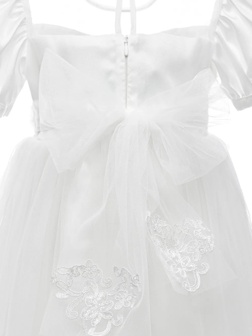 Tulleen Florence jurk met kanten applicatie Wit