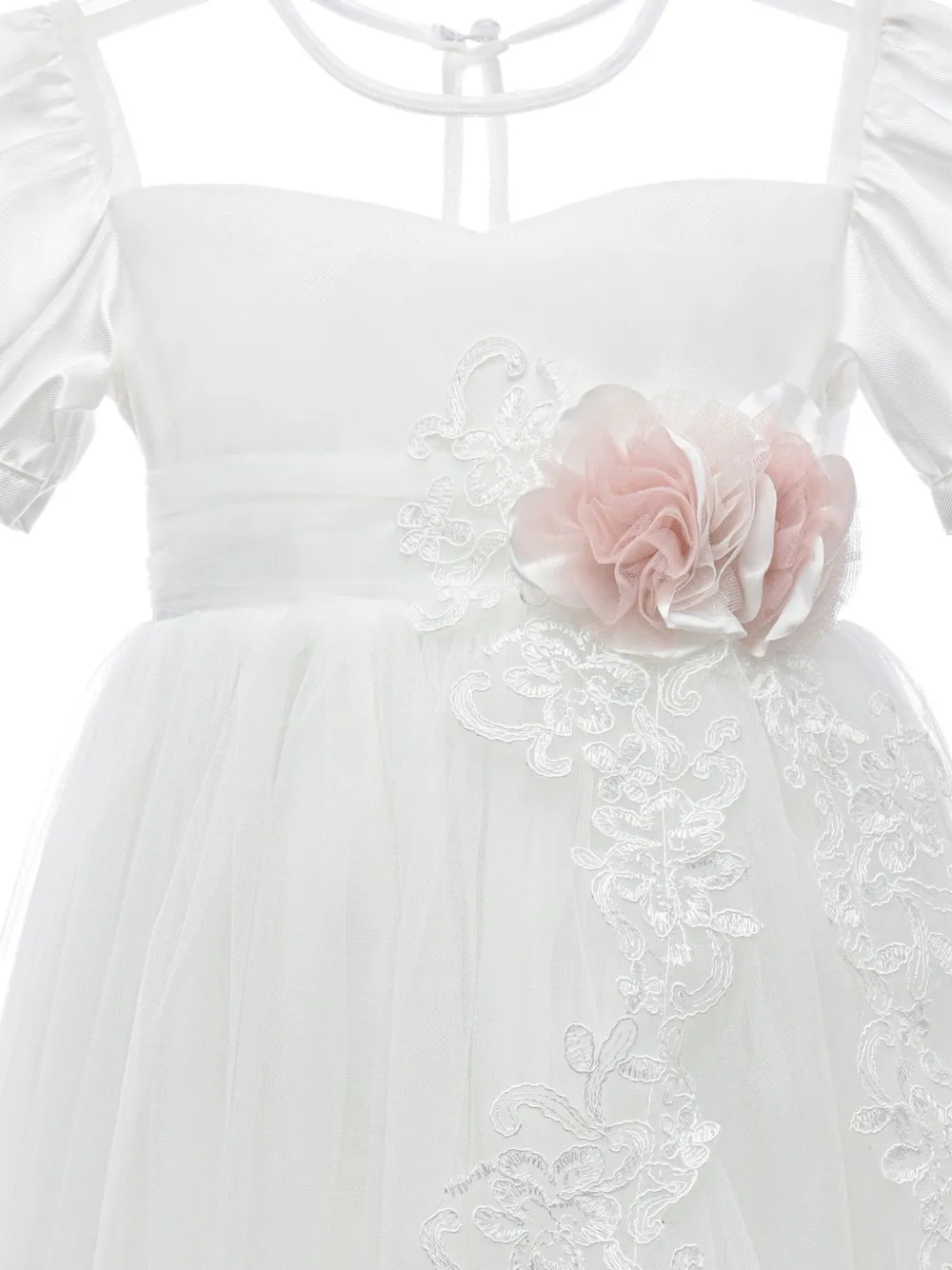 Tulleen Florence jurk met kanten applicatie Wit