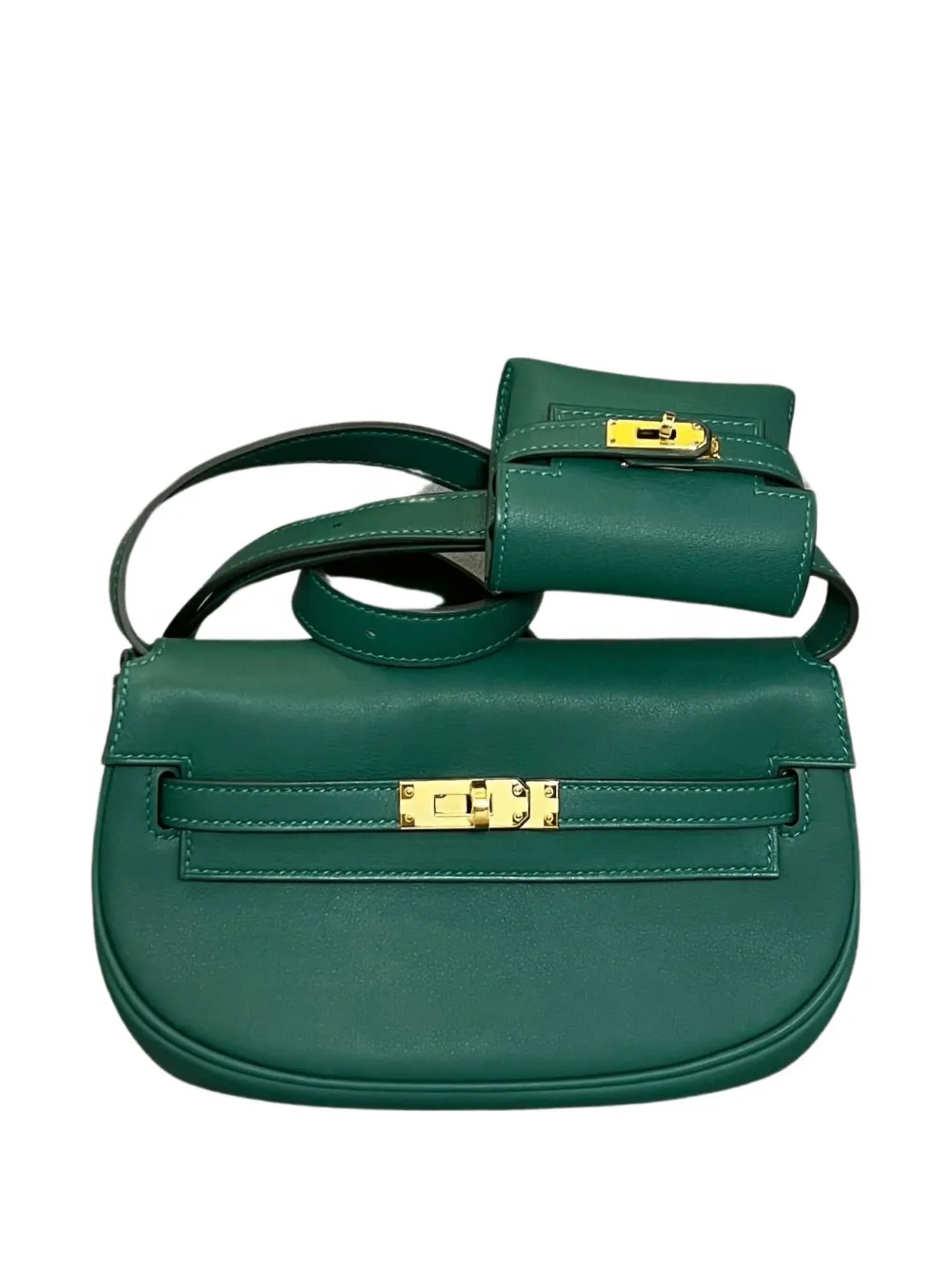 Pre-owned Hermes 2024 Kelly Moove Swift Cross Body Bag In Green