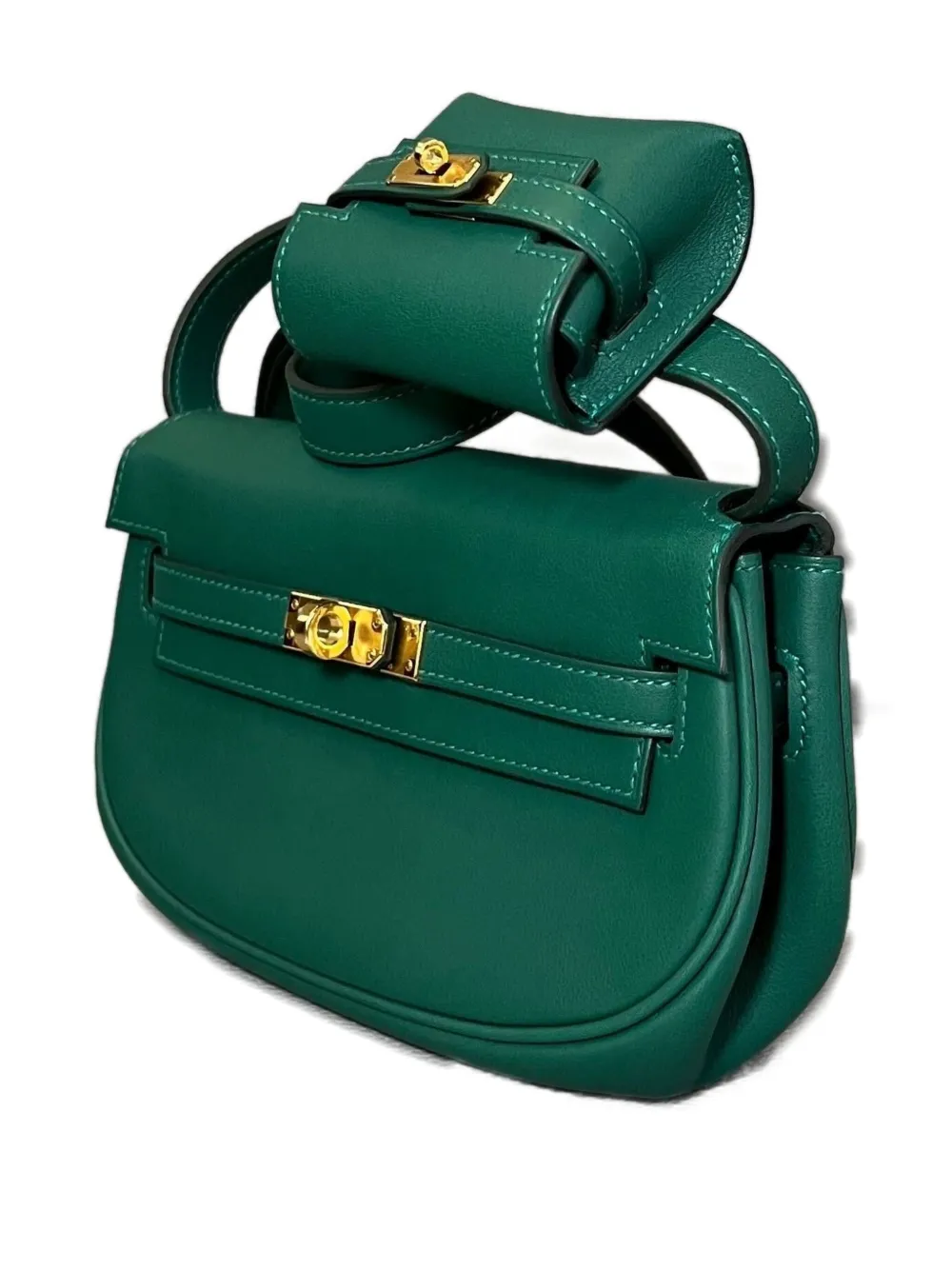 Pre-owned Hermes 2024 Kelly Moove Swift Cross Body Bag In Green
