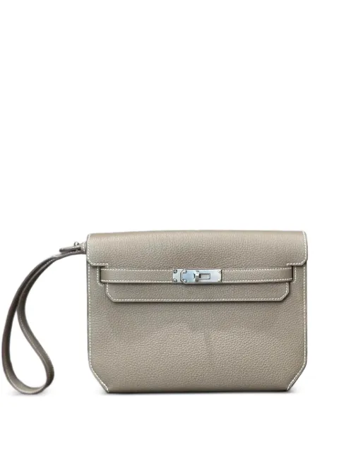 Hermès Pre-Owned bolsa de mano Kelly Depeches 25 Etoupe Togo Clutch Palladium Hardware 2024