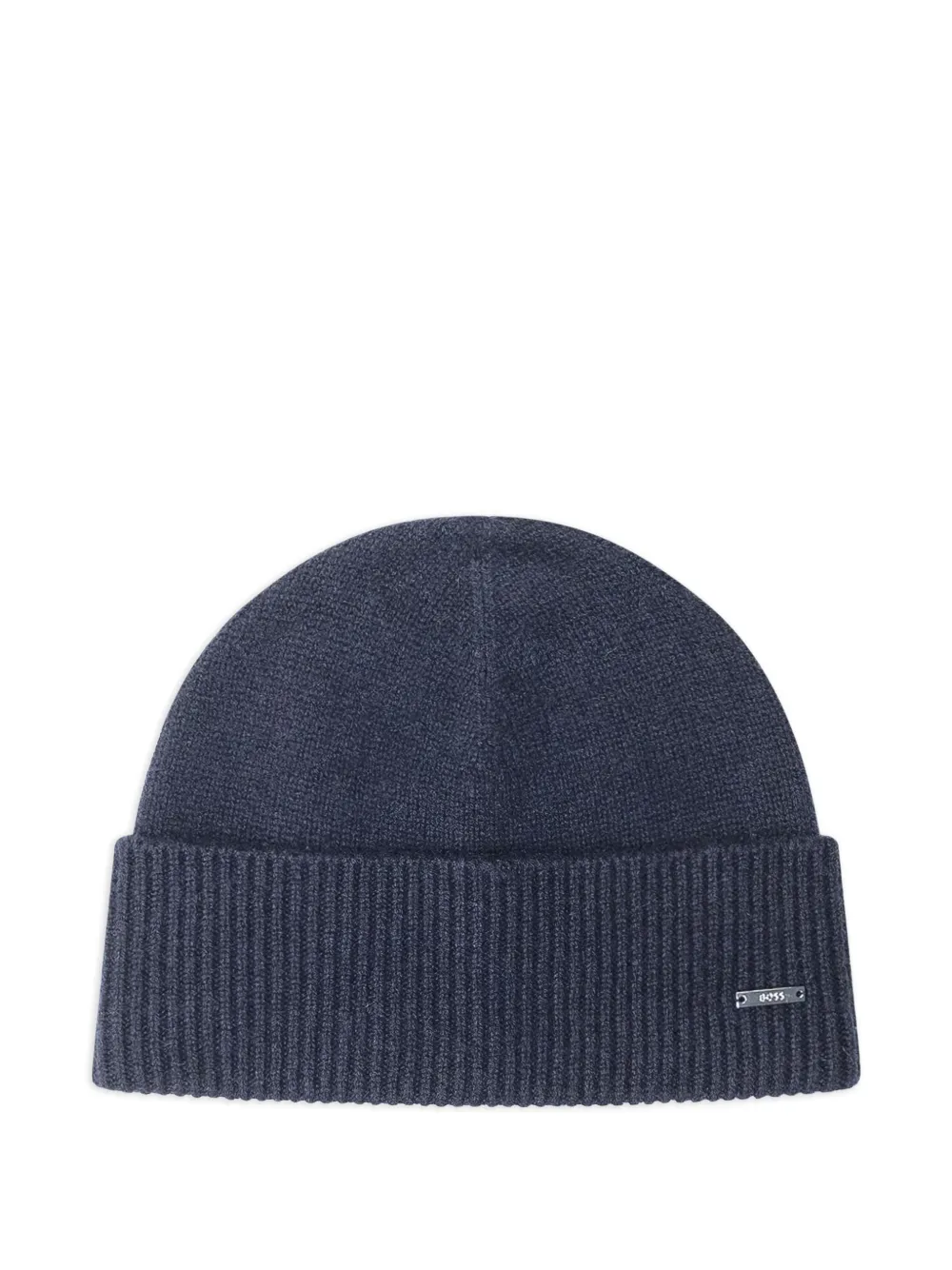 BOSS ribbed beanie hat | Blue | Image 1