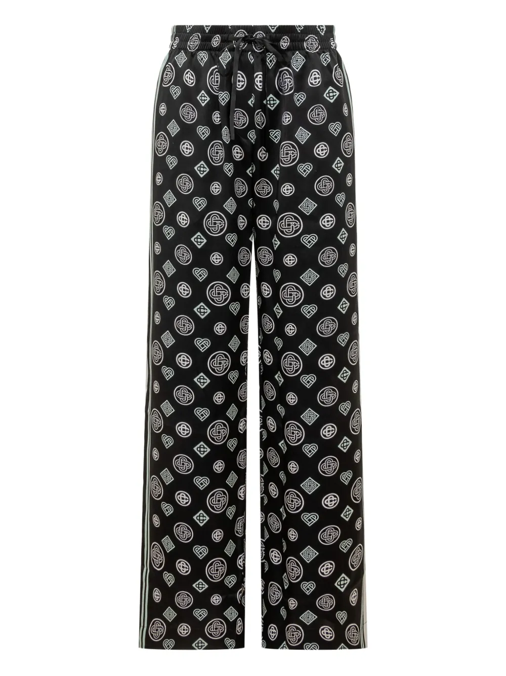 Casablanca Silk Pants With Monogram Print In Black