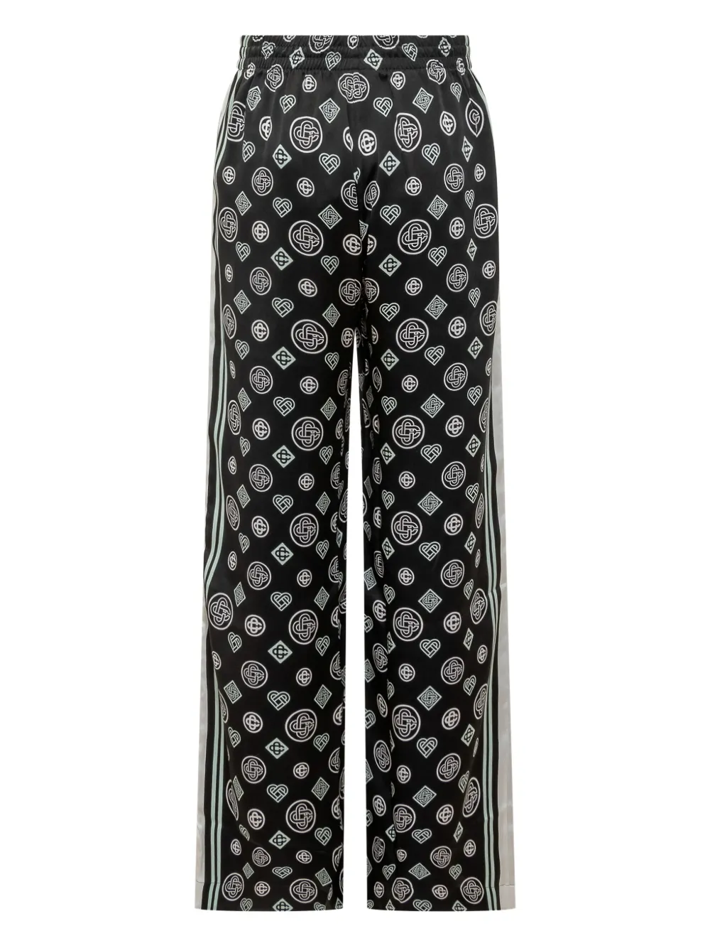 Casablanca Silk Pants With Monogram Print In Black