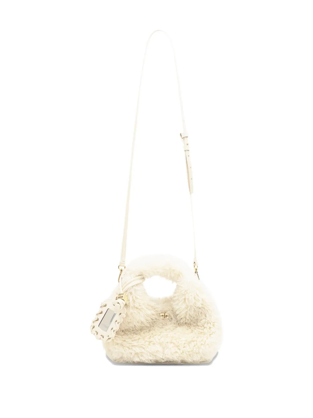 GANNI fur mini hobo bag - Beige