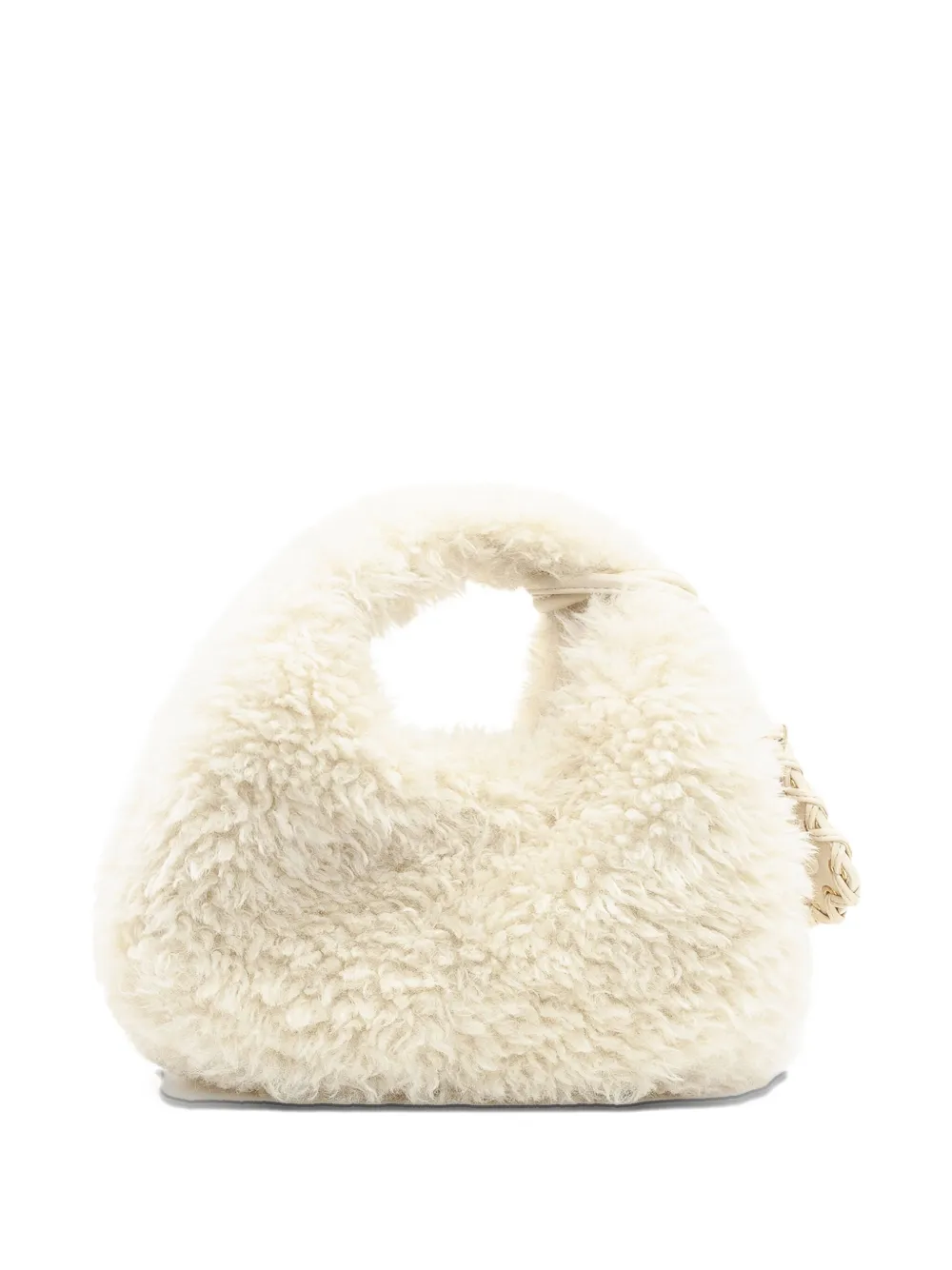 Ganni Hobo Mini Bag In Eco Fur In White
