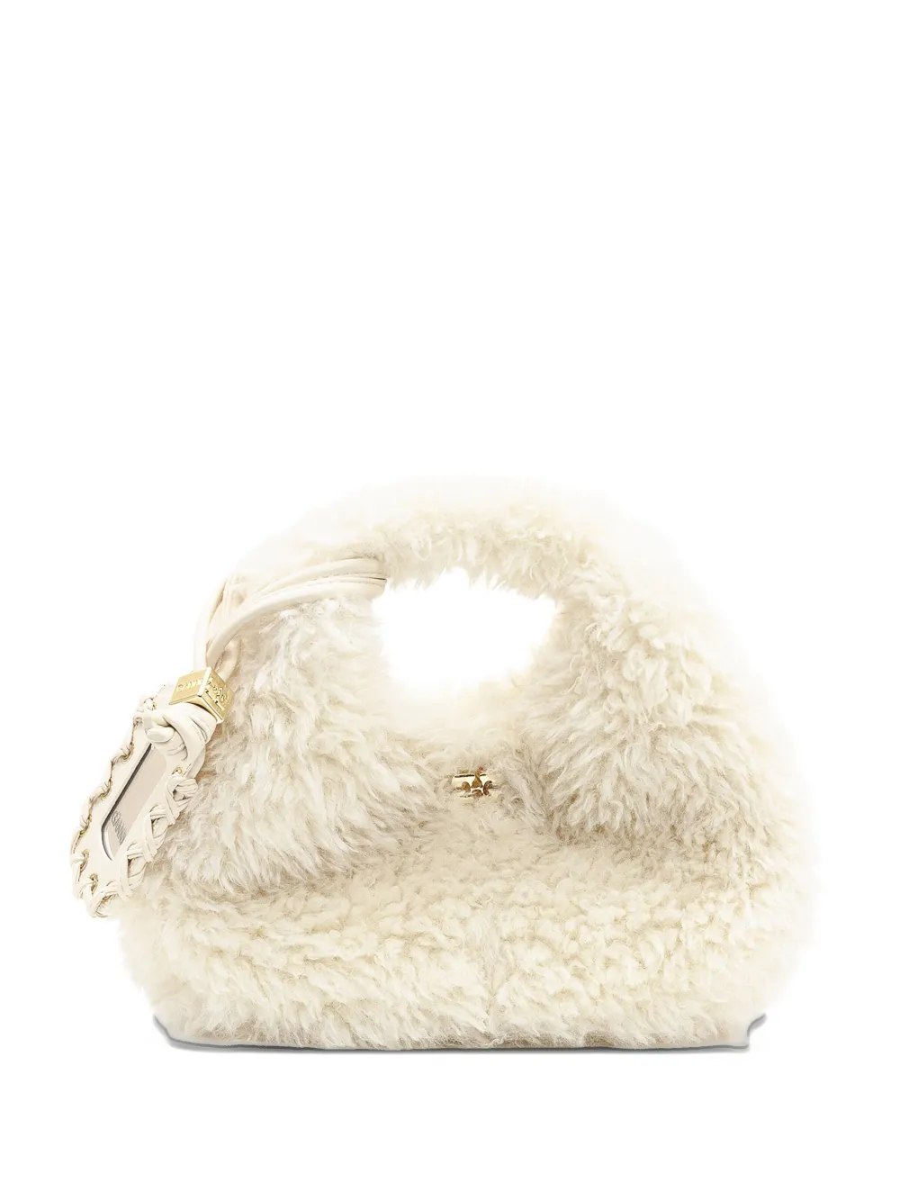 Ganni Hobo Mini Bag In Eco Fur In White
