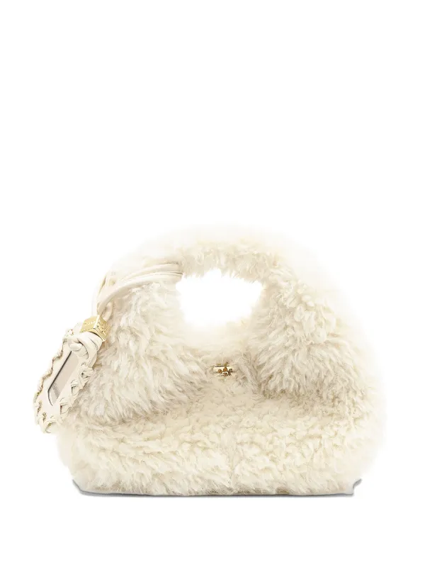 Ganni Fur Hobo Mini Tote Bag in Neutrals