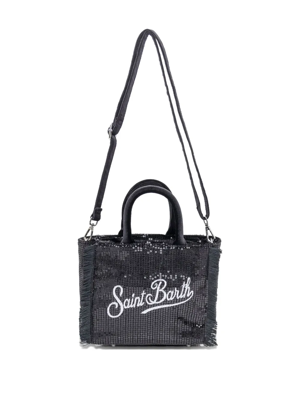Mc2 Saint Barth Mini Vanity Fringe-detail Tote Bag In Black