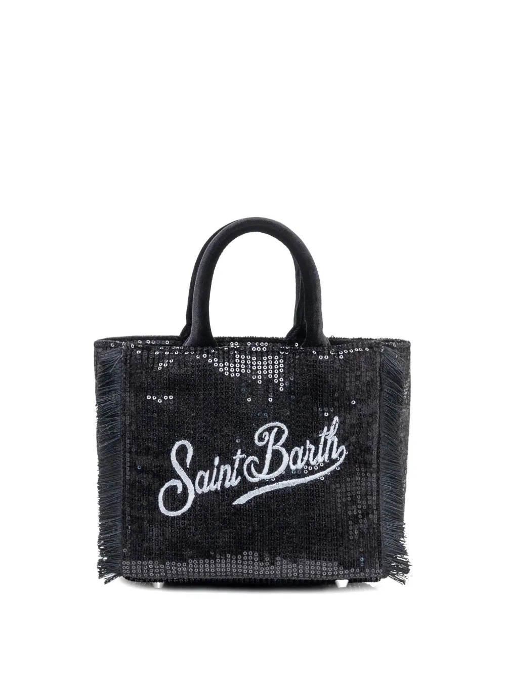 Mc2 Saint Barth Mini Vanity Fringe-detail Tote Bag In Black