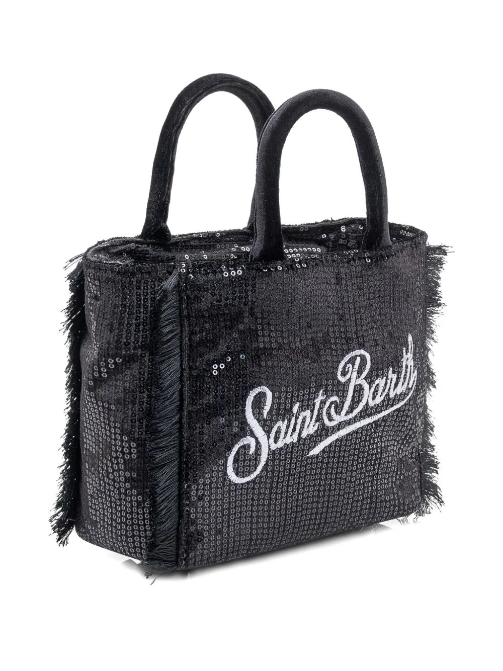 Mc2 Saint Barth Mini Vanity Fringe-detail Tote Bag In Black