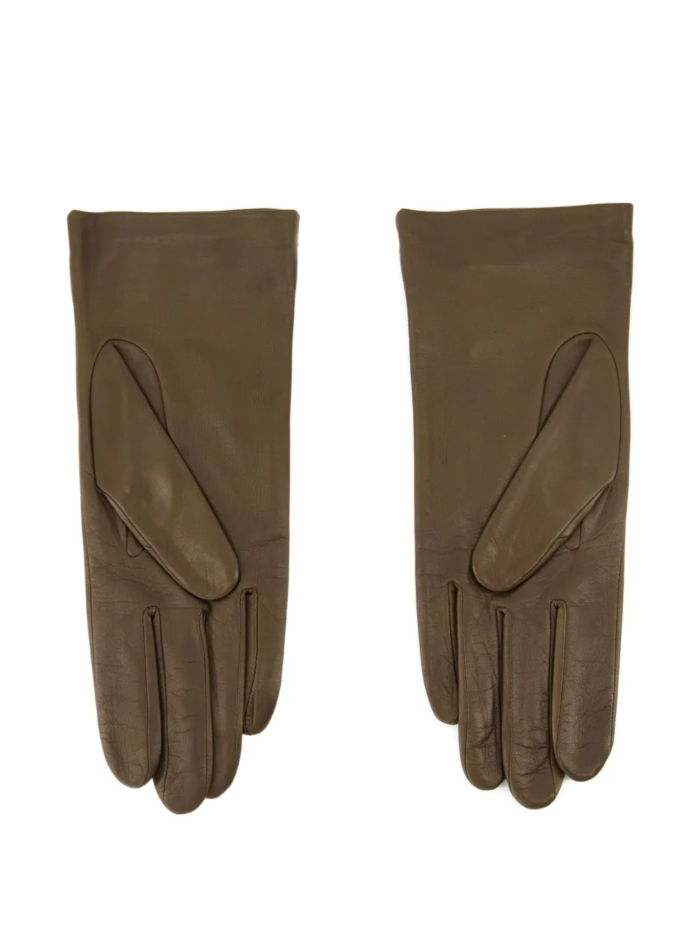 Ami Alexandre Mattiussi Ami De Coeur Leather Gloves In Brown