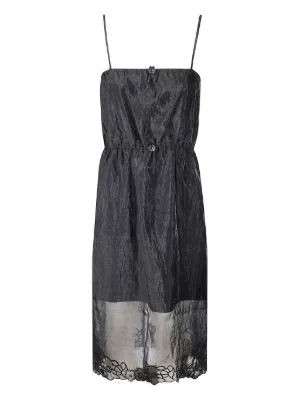 GANNI ノースリーブ サテンマキシドレス | ブラック | FARFETCH JP