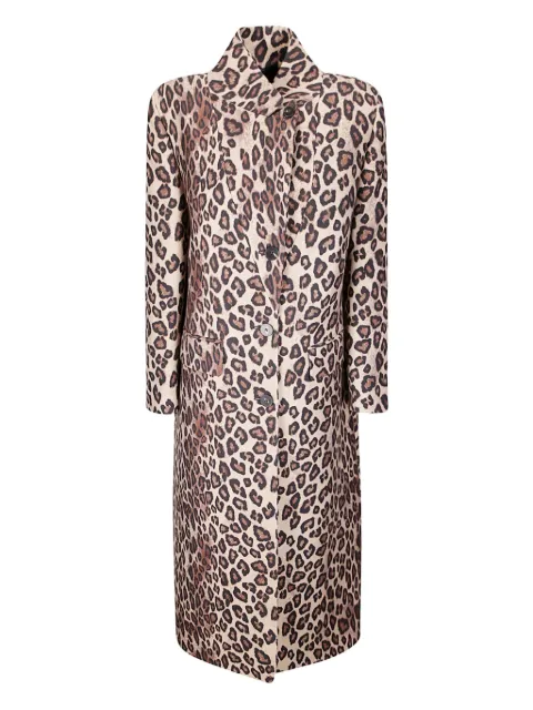 Alberto Biani abrigo con botones y estampado de leopardo