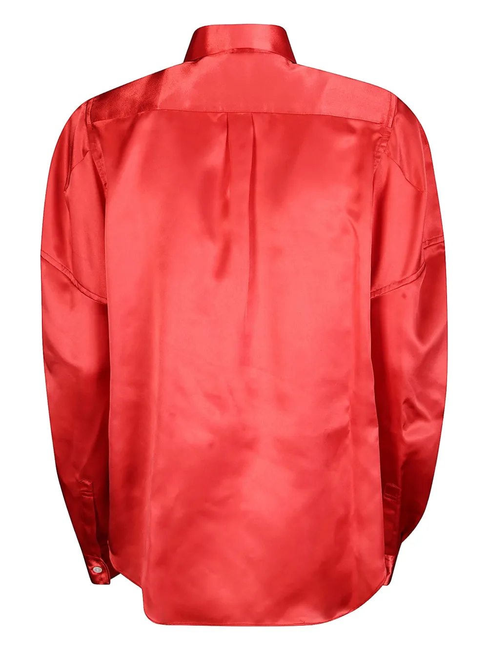 Comme Des Garçons Chest-pocket Satin Shirt In Red