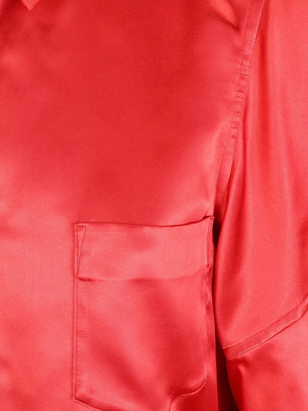 Comme Des Garçons Chest-pocket Satin Shirt In Red